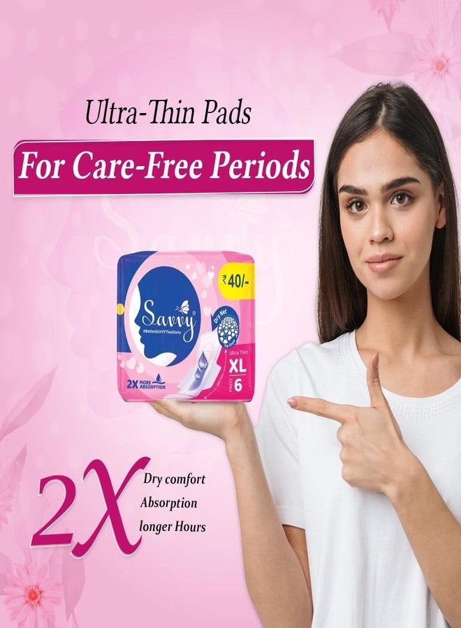Savvy Ultra Thin Sanitary Napkins Pads For Women, XL Size Regular to Heavy Flow Advanced Leaklock Protection, Wider Wings Super Absorption - (48 Pads) 280mm - Image 2